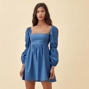 Reformation Blue Michaela Babydoll Dress